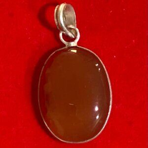 Dark Orange Carnelian Gemstone Pendant.